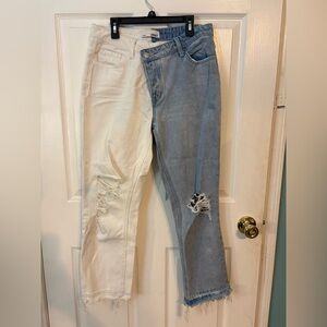 Vervet by Flying monkey Two-Tone Distressed Ankle Jeans